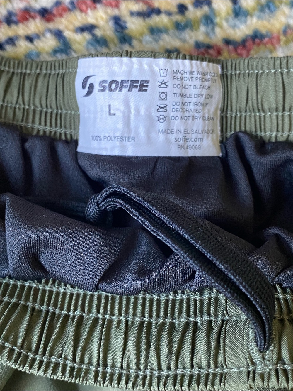 Soffe Olive Green Athletic Pull-On Shorts with Black Liner - Picture 3 of 5